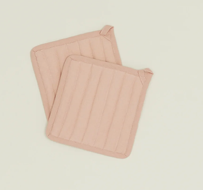 Linen Pot Holder Set of 2- blush