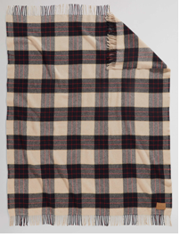 Plaid Wool Blanket w/ Leather Carrier 52" x 66"
