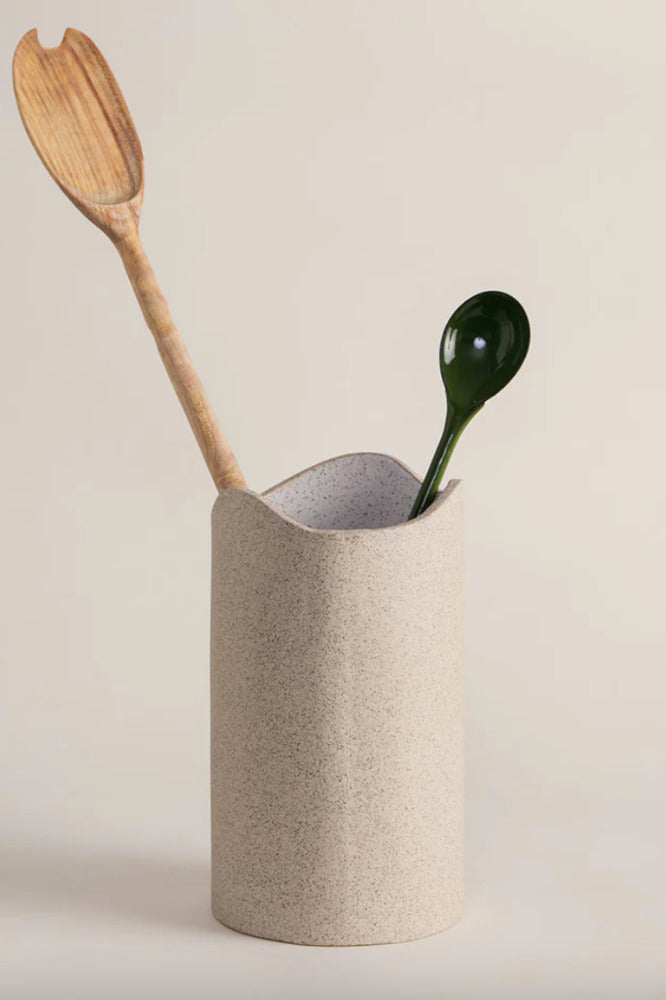 SPECKLED WHITE UTENSIL HOLDER