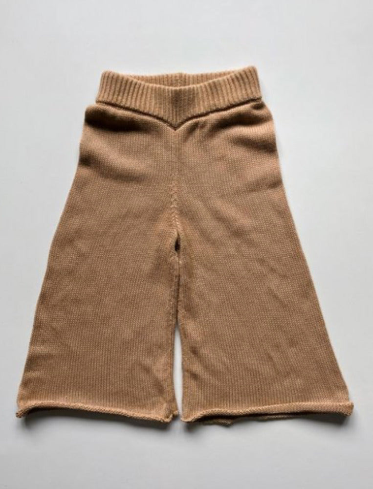 The Wide Leg Knit Trouser Carmel | 2-3Y