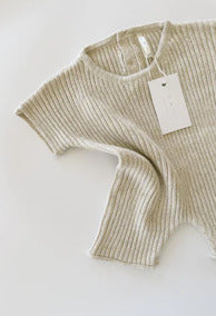 Oatmeal Ribbed Knit Tee Playsuit | 6-12M
