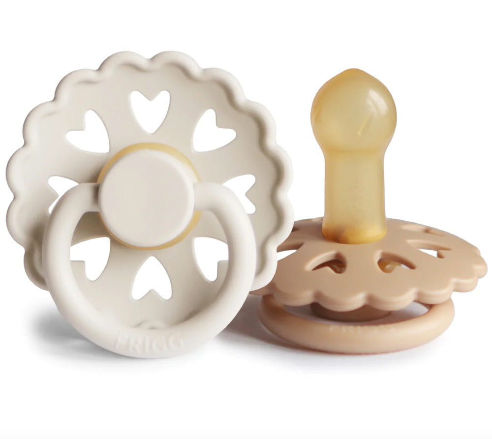 Natural Rubber Baby Pacifier (Cream / Silky Satin) - 6-18 Months size