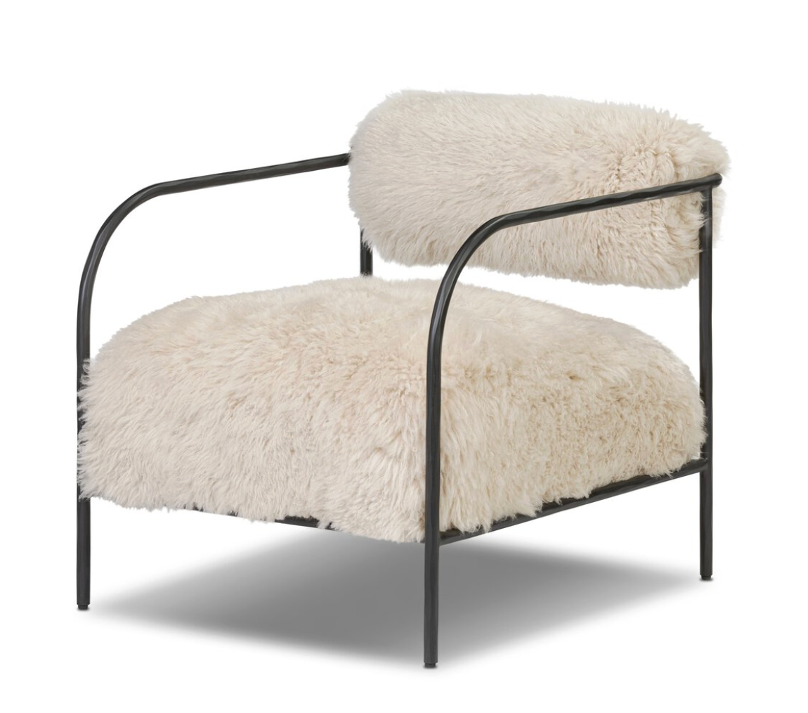 Hammered Iron + Fur Chair