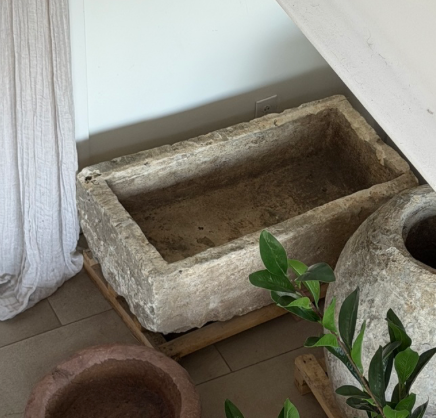 limestone vessel - aprox 39"L x 20"W x 13"H