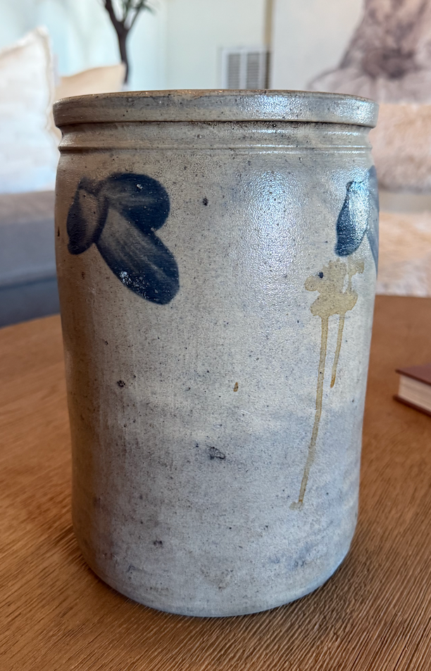 Cobalt Painted Stoneware Jar