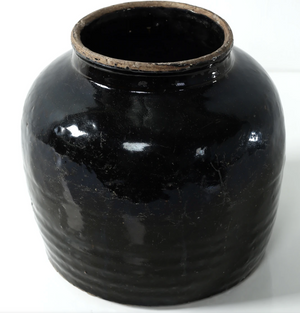 Vintage oil pot, black glaze 10"-13" (size vary)