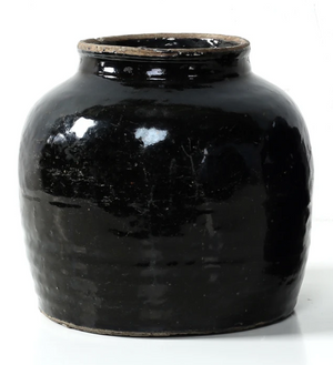 Vintage oil pot, black glaze 10"-13" (size vary)